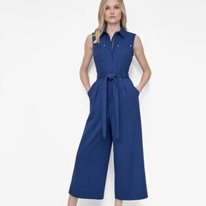 DKNY Women's Cargo Sleeveless Jumpsuit Coastal Blue Size 4
